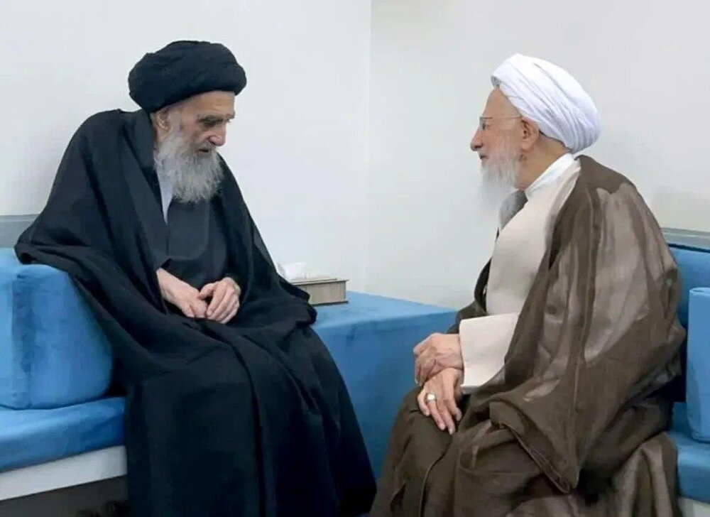 آمل دیدار آیتالله جوادی آملی با آیتالله سیستانی در نجف اشرف