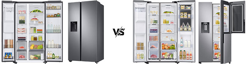 تفاوت یخچال ساید بای ساید سامسونگ RS80 دو درب و سه درب